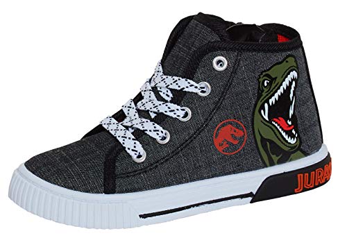 Jurassic World Zapatos de lona Hi Top Trainers Dinosaurio Botines con cremallera Bombas Zapatillas, gris, 30 EU