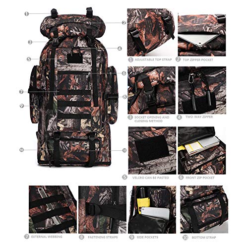 Kabxhueo 100L Gran Capacidad Mochila Crossfit, Bolsas de Asalto Impermeables de Camuflaje Plegable Mochila Supervivencia, Montañismo, Senderismo, Trekking, Acampada, Aventura o Viajes,Negro