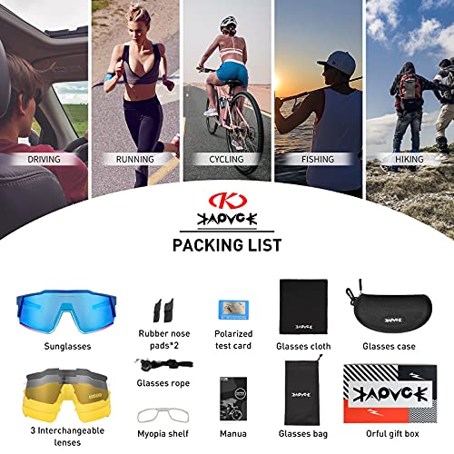 KAPVOE Gafas de Ciclismo Polarizadas con 4 Lentes Intercambiables TR90 Gafas de Sol Deportivas Mujeres Hombres Running MTB Bicicleta Accesorios 05