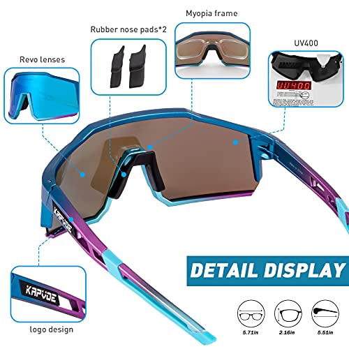 KAPVOE Gafas de Ciclismo Polarizadas con 4 Lentes Intercambiables TR90 Gafas de Sol Deportivas Mujeres Hombres Running MTB Bicicleta Accesorios 05