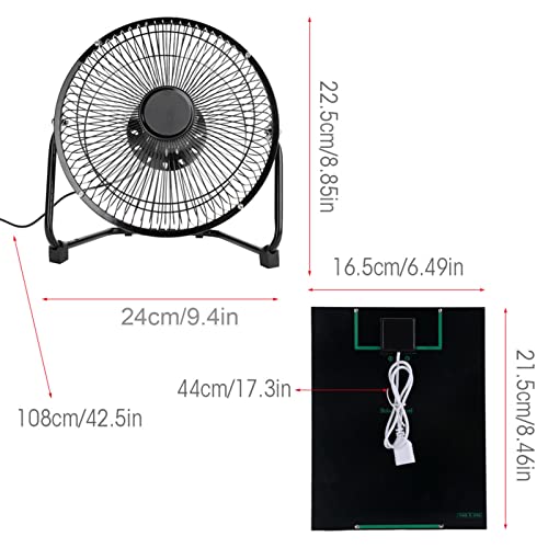 Keenso Ventilador con energía Solar, USB 8 Pulgadas 5.2W 6V Ventilador de enfriamiento al Aire Libre de Hierro Ventilador de Panel Solar Camping Mini Ventilador Solar para Viajar Toldo de Camping