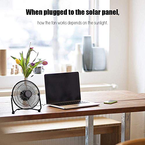 Keenso Ventilador con energía Solar, USB 8 Pulgadas 5.2W 6V Ventilador de enfriamiento al Aire Libre de Hierro Ventilador de Panel Solar Camping Mini Ventilador Solar para Viajar Toldo de Camping