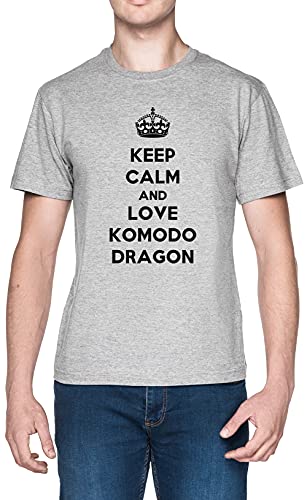 Keep Calm and Love Komodo Dragon Gris Hombre Camiseta Tamaño L Grey Men's tee Size L