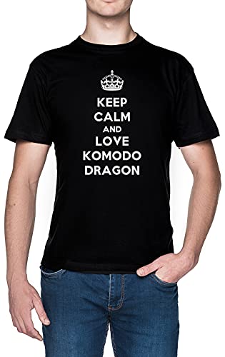 Keep Calm and Love Komodo Dragon Negro Hombre Camiseta Tamaño XXL Black Men's tee Size XXL