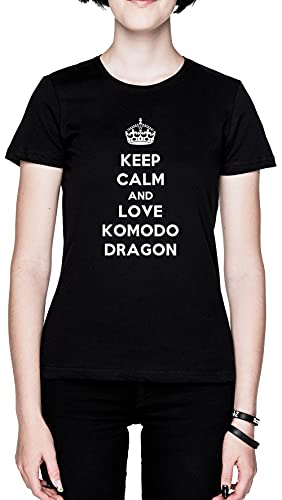 Keep Calm and Love Komodo Dragon Negro Mujer Camiseta Tamaño M Black Women's tee Size M