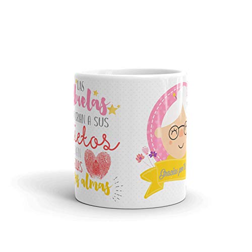 Kembilove Taza Desayuno para Abuela – Taza Original con Mensajes Graciosos – Taza con Frase Las Abuelas dejas Huellas – Regalos Originales Tazas de Té para Abuelas