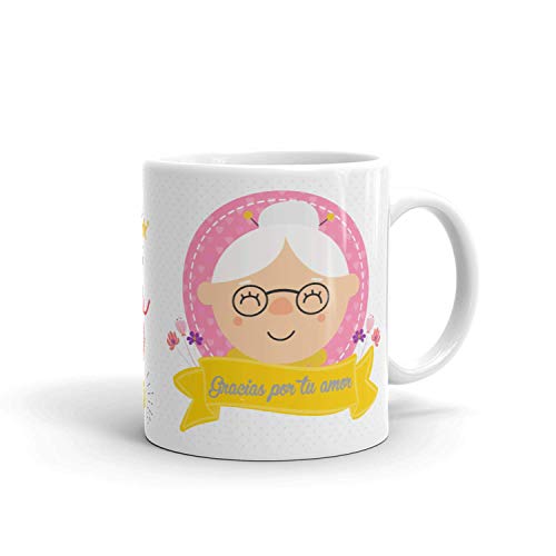 Kembilove Taza Desayuno para Abuela – Taza Original con Mensajes Graciosos – Taza con Frase Las Abuelas dejas Huellas – Regalos Originales Tazas de Té para Abuelas