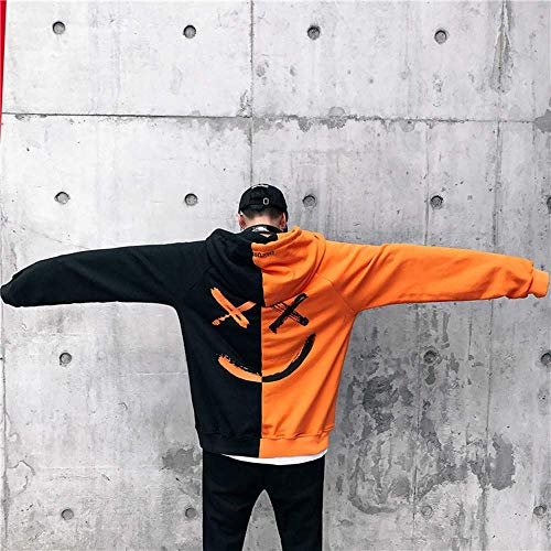 KENAIJING Hombre Sudadera con Capucha, Chaqueta con Cremallera al Aire Libre Hombre Mujere (Naranja Negro, S)