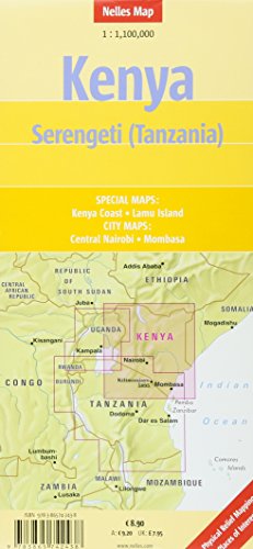 Kenia-Serangeti (Tanzania), mapa de carreteras. Escala 1:1.100.000. Nelles.