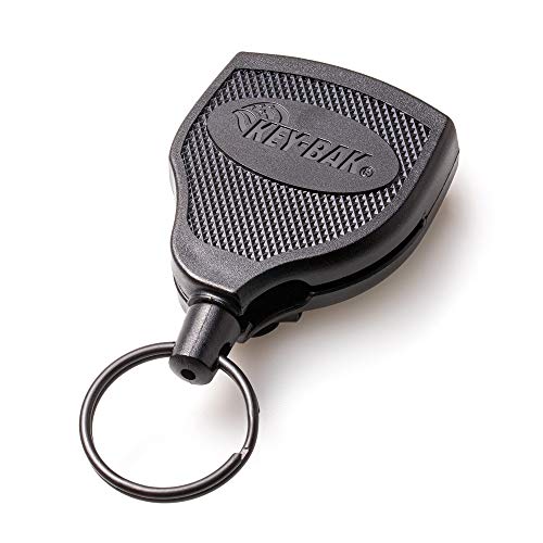 KEY-BAK SUPER48 - Carrete de llave estable Kevlar cuerda hasta 15 llaves con clip, negro