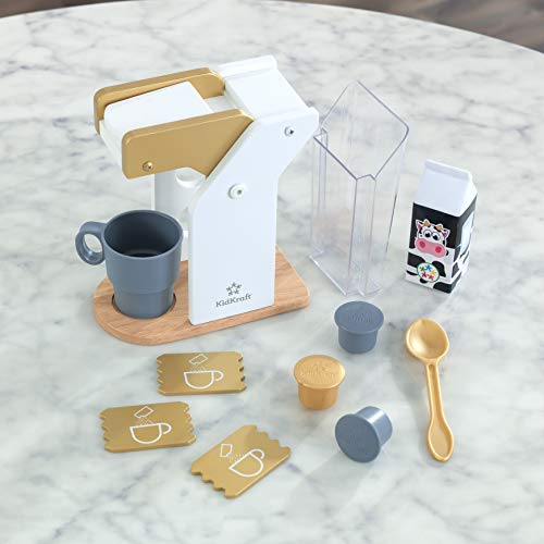 KidKraft - Kit de juguetes de madera para hacer café para cocina de juguete (accesorio para cocinas de juguete), Metálico (53538)