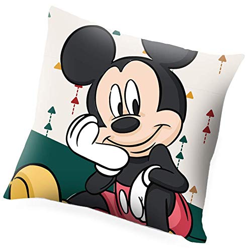 Kids Licensing | Cojin Infantil - Diseño Personaje Mickey - Estampado Mickey Mouse - Personajes Disney - Material Polyester - Tacto Suave - Cojines Infantiles - Dimensiones 40 x 40 cm