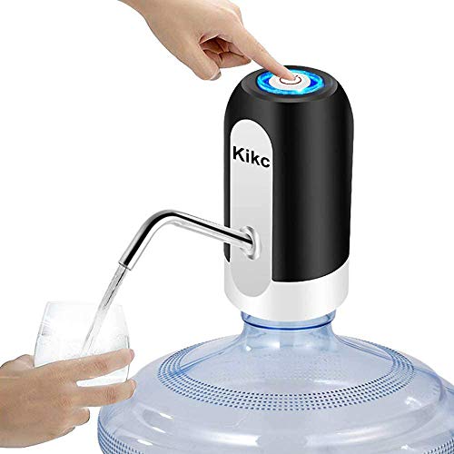 Kikc Dispensador de Agua Eléctrico,Sistema de Bomba, potable automática Dispensador de agua, Dispositivo Universal para Camping, Escuela, Oficina, Hogar,bomba suministro agua alimentado por USB(Negro)