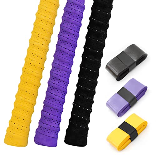 KINHARD 6 Piezas de Grip Tape de Raqueta Tenis, 3 Colores Cinta Agarre de Raqueta de Bádminton, Fuerte Absorción del Sudor y Raqueta Antideslizante Cinta de Grips