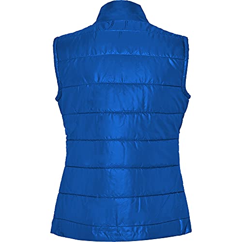 KINKIES Chaleco Acolchado ligero y cómodo, resistente a agua y viento para mujer corte entallado (Azul, M)