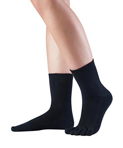 Knitido Essentials Midi | Calcetines con dedos en algodón hombre y mujer para uso cotidiano, Talla:39-42, Color:Negro (101)