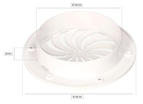 KOTARBAU® Haeusler-Shop - Rejilla de ventilación (100 mm, cierre con protección contra insectos, redonda),