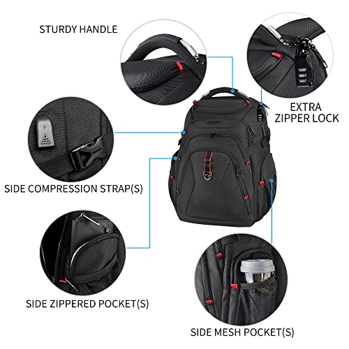 KROSER Mochila para Portátil de Viaje 17.3" XL Mochila para Computadora con Bolsillos RFID Hidrófugo Mochila Universitaria Negocio Elegante Grande Bolso para Portátil Escolar para Hombres/Mujeres