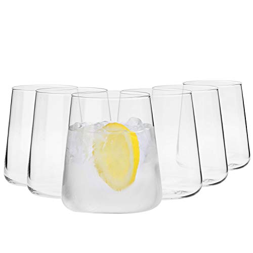 Krosno Vasos de Agua Gin Tumbler | Conjunto 6 Piezas | 380 ML | Avant-Garde Collection | Perfectos para Uso en Casa, Restaurante y en Fiestas | Apto para Microondas y Lavavajillas