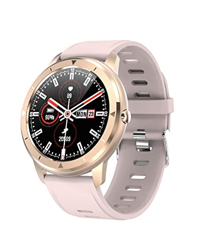 KSIX Reloj Inteligente Eclipse para Mujer Multideporte. Smartwatch Táctil 1.28” IPS Impermeable con Bluetooth. Pulsera de Actividad con Pulsómetro, Medidor de Presión Arterial y Oxígeno en Sangre