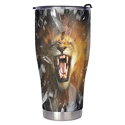 Ktewqmp Fragment Tiger - Vaso de viaje con pajita de acero inoxidable para coche, duradero, para café, café helado blanco, 900 ml