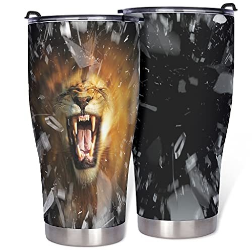 Ktewqmp Fragment Tiger - Vaso de viaje con pajita de acero inoxidable para coche, duradero, para café, café helado blanco, 900 ml