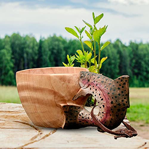 Kuksa-Taza De Madera Tallada A Mano, taza De Madera De Animales De Kuksa Guksi, taza De Madera Con Forma De Animal Portátil Para Acampar Y Beber Taza Tallada A Mano Al Aire Libre Con Cordón De Madera