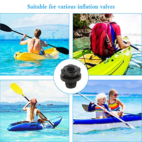 Kulannder Adaptador de válvula de Aire, 6 Piezas, válvula Boston, Aire para Bote Inflable, válvula de Aire en Espiral para Bote Inflable para Bote Inflable, Kayak, Camas de Aire (Negro)