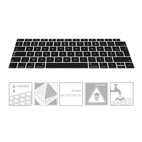 kwmobile Protector Silicona Compatible con Teclado (Francia, Bélgica) para Apple MacBook Air 13" 2018 2019 2020 (A1932) Negro