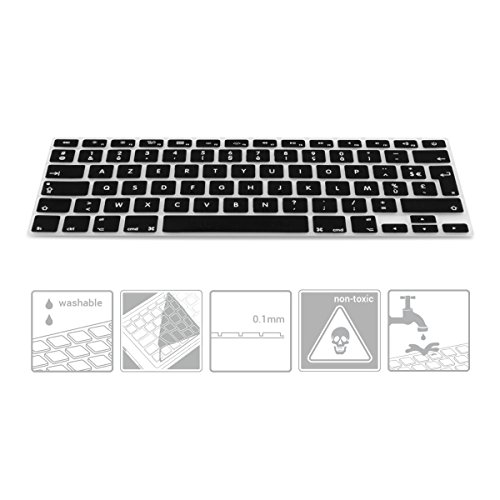 kwmobile Protector Silicona Compatible con Teclado (Francia, Bélgica) para Apple MacBook Air 13''/ Pro Retina 13''/ 15'' (de Mediados del 2016) Negro