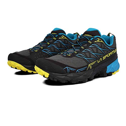 La Sportiva Akyra, Zapatillas de Trail Running Hombre, Multicolor (Carbon/Tropic Blue 000), 41 EU