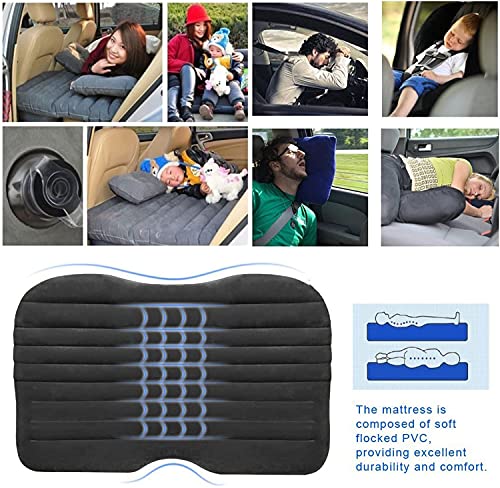 LABABE Coche de Viaje Hinchable colchón Hinchable automático Camping Cama de Aire inflación Asiento Trasero extendida sofá Cama para SUVs y automóviles y Camiones Camping Universal, PVC, SUV Black