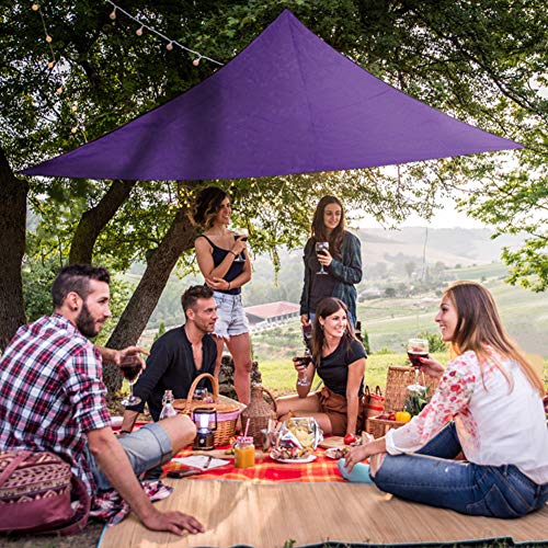 LACKINGONE Toldo Vela Triangular de Poliéster con Kit de Montaje, Anti-UV 98%, 3 * 3 * 3 m, Tela Impermeable, Ideal para Patio/Jardín/Cafetería Patio/Camping/Piscina(1pc)(púrpura)