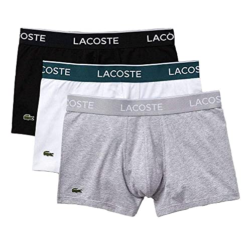 Lacoste 5H3389 Boxer Corto para Hombre, Noir/Blanc-Argent Chine, M (Pack de 3)