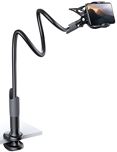 Lamicall Soporte Móvil con Cuello de Cisne - Soporte Teléfono e Smartphones para iPhone 13 Pro MAX, 12 Pro MAX/Mini, 11 Pro XS MAX XR X 8 7 6 Plus, Samsung S10 S9, Huawei, Otras Smartphones - Negro