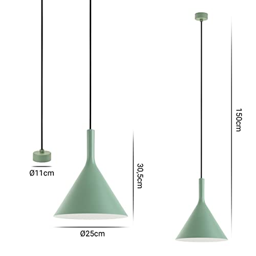 Lámpara colgante moderna, iluminación colgante, lámpara de techo, lámpara de sala, comedor, cocina, dormitorio, oficina, restaurante, diseño escandinavo, E27, verde mate