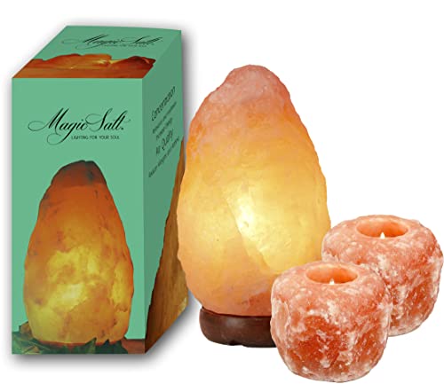 Lámpara de Sal del Himalaya 2-3kg + 2 portavelas - Magic Salt® Lighting for Your Soul