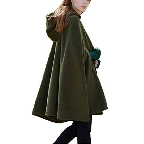 Lantingxu Capa Suelta de Invierno para Mujer con Capucha, Gabardina, Capas Ponchos de Punto, Capa, Chaqueta, Abrigo, Prendas de Vestir (Negro, M)