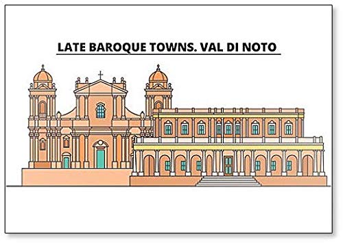 Late Baroque Towns. Val Di Noto Imán para nevera minimalista con ilustración clásica