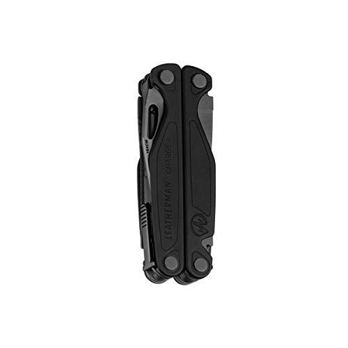 Leatherman Charge Plus - Multiherramienta con 19 utensilios, incluye navajas, alicates, sierra y destornillador, para acampar y pescar, hecha en EE.UU., en negro con una funda de molle