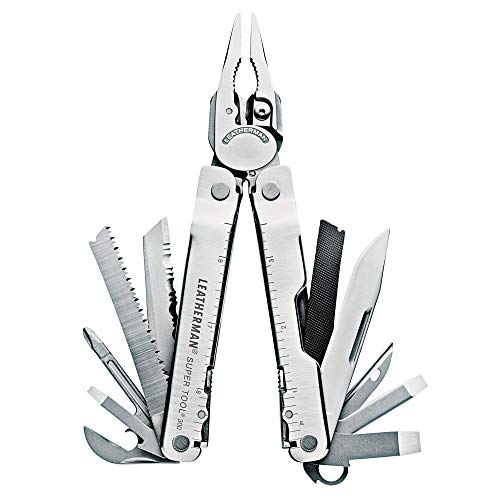 Leatherman Super Tool 300 - Multiherramienta de bricolaje, hecha en EE.UU. y con todas las navajas y herramientas de bloqueo en acero inoxidable con una funda de nylon, en negro