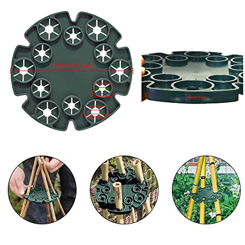 Ledeak 6 Piezas Soportes de Bambú Wigwam, Plástico Caña de Bambú Soporte con 12 Agujeros Soporte para Plantas de Vid Pepinos Escalar Tomates Guisantes Judías Plantas Trepadoras (Verde)