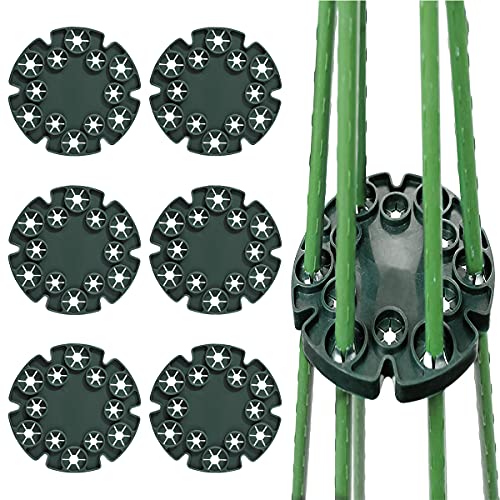 Ledeak 6 Piezas Soportes de Bambú Wigwam, Plástico Caña de Bambú Soporte con 12 Agujeros Soporte para Plantas de Vid Pepinos Escalar Tomates Guisantes Judías Plantas Trepadoras (Verde)