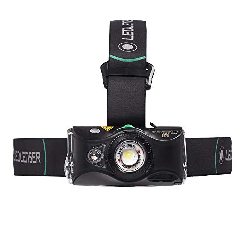 Ledlenser, MH8 - Linterna frontal recargable con correa extraíble para la cabeza, LED de alta potencia, 600 lúmenes, mochilero, senderismo, camping, color negro y verde