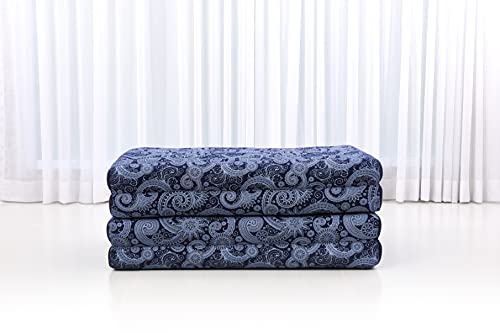 LEEWADEE futón Plegable Standard – Colchoneta para Doblar de kapok Hecha a Mano, colchón de Invitados para el Suelo, 200 x 80 cm, Azul Blanco