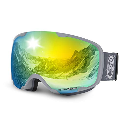 LEMEGO Gafas de Esquí Snowboard Máscara Gafas Esqui Gafas de Motocross Hombres y Mujeres Anti Niebla 100% Protección UV Gafas de Ventisca para Ciclismo Montañismo Escalada Esquí (oro)