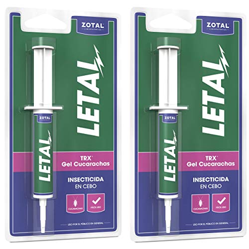 LETAL Gel Insecticida Cucarachas - Cebo Mata Cucarachas para Uso Doméstico de Zotal, Pack de 20 g en Total - Elimina Todo Tipo de Cucarachas - Efecto Duradero en el Control de Larvas y Adultos