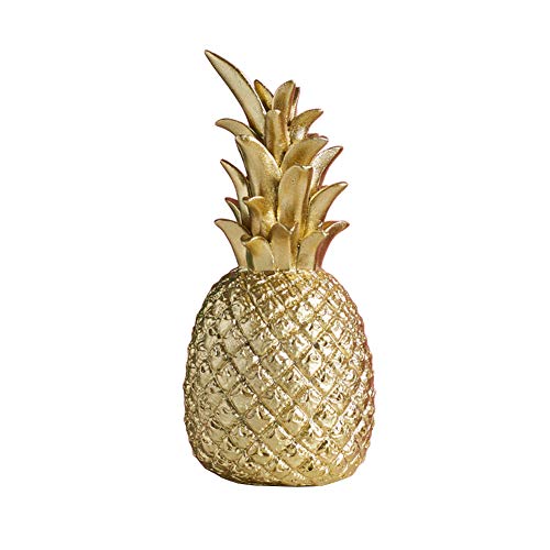 LICHENGTAI Adornos dananas, creativos modernos de resina piña en forma de regalo decoración de oficina, casa, decoración de boda, piña decorativa, oro