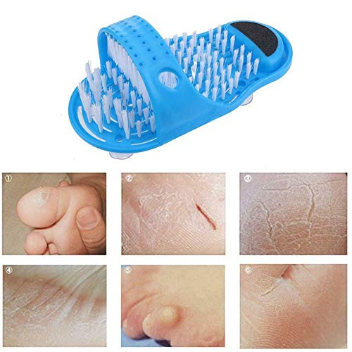 Limpiador De Pies Simple,Ducha De BañO Depurador De Pieslimpiador Exfoliante para Pies Zapatilla Masajeador De Ducha Zapatillas Zapato De Ducha con Cepillo/Ventosa