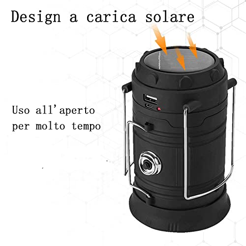 Linterna de Camping, Linterna LED lámpara Solar Camping Recargable Impermeable Luz de Emergencia, para emergencias Senderismo Pesca Senderismo